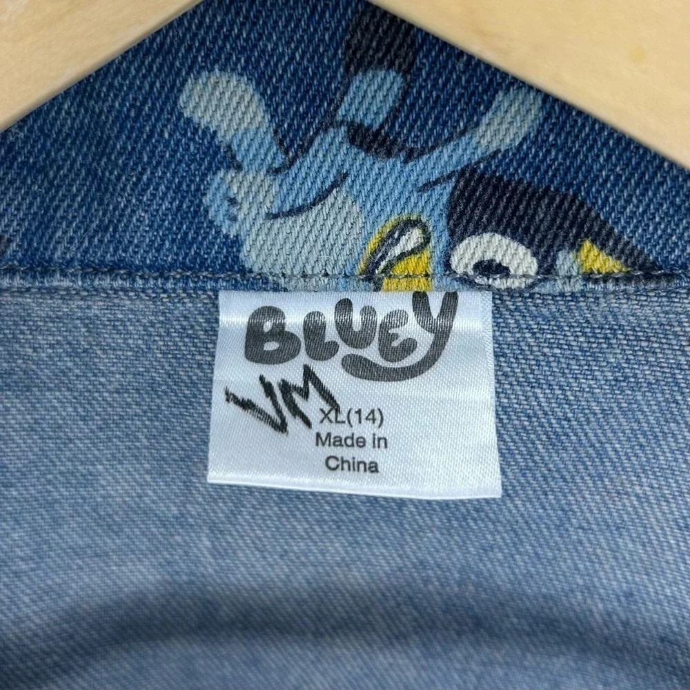 Girls Jean Jacket size XL(14) BLUEY Cartoon Print Denim Bingo Bluey School Coat